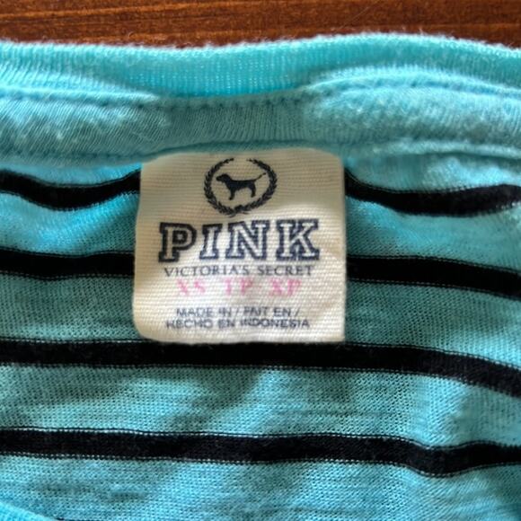 Pink Victoria’s Secret Size XS Blue Striped Knit Top Long Sleeves - Picture 5 of 9